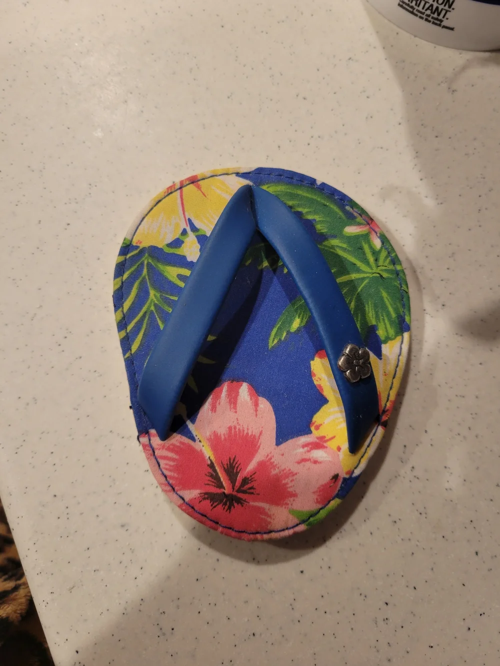 Blue Floral Flip Flop Wine Coaster